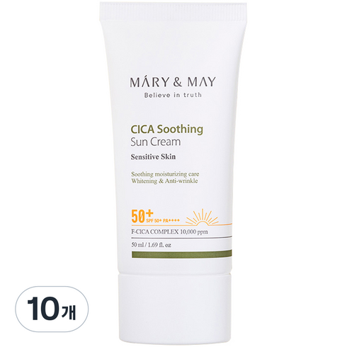 [비건뷰티] 마리엔메이 시카 수딩 선크림 SPF50+ PA++++, 50ml, 10개