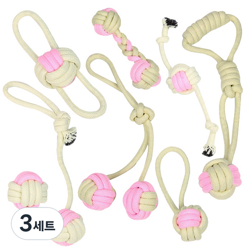 딩동펫 반려동물 크림 실타래 장난감 8종 세트, 핑크, 3세트