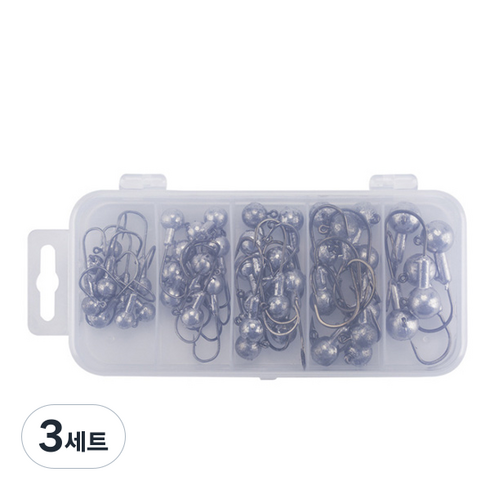 암산 스토리스 지그헤드 바늘 모음 세트 + 태클박스, 3세트