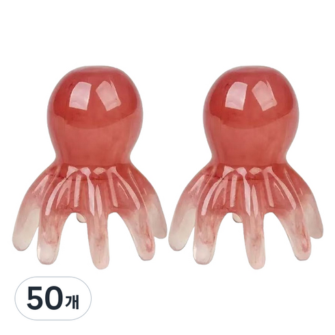 휴대용 문어 두피 마사지 브러쉬, 핑크, 50개