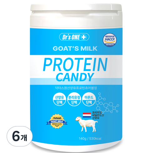 닥터스원 산양유 프로틴 캔디 츄어블정 70p, 140g, 6개