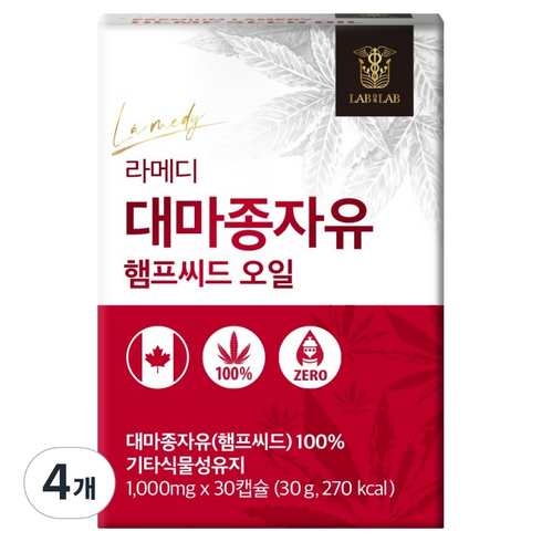 랩온랩 대마종자유 햄프씨드 오일 30p, 30정, 4개