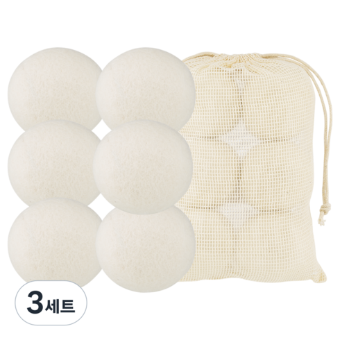 나무 건조기 양모볼 6p + 파우치 세트, 3세트