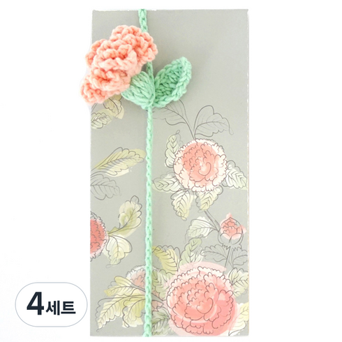Mellow 어버이날 용돈봉투 + 카네이션 책갈피, 피치, 4세트