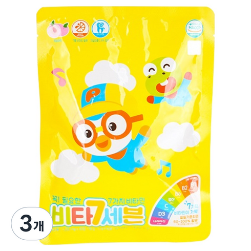 유아용 뽀로로 비타세븐 48g, 3개, 40정