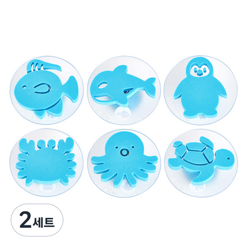 캐스비 아트스쿨 점보스탬프 해양 6p 세트, 민트, 2세트