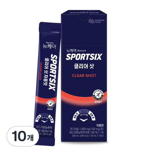 뉴케어스포식스 정품 클리어 샷 헬스보조제, 200ml, 10개