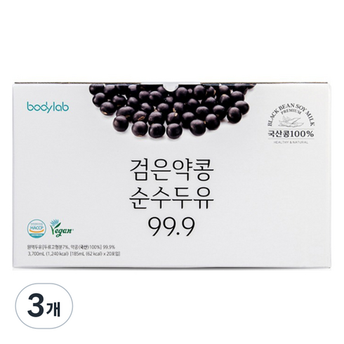 바디랩 검은약콩 순수두유 99.9, 185ml, 60개