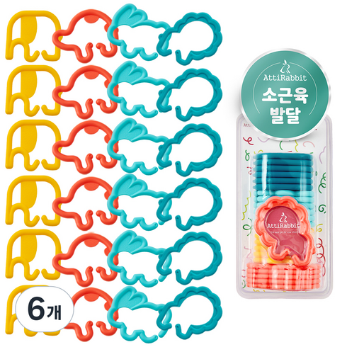 아띠래빗 토이버클 또또고리 촉감발달완구 24p 세트, 랜덤발송, 6개