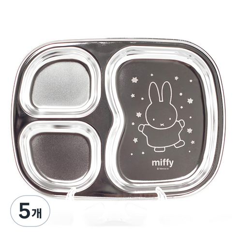 미피 아동용 스텐간식식판 3구, 단품, 5개