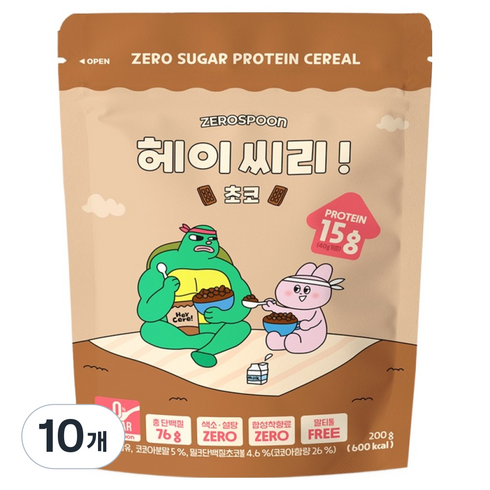 헤이씨리 무설탕 프로틴 그래놀라 초코 시리얼, 200g, 10개