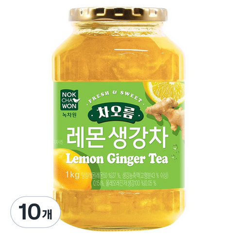 녹차원 차오름 레몬생강차, 1kg, 1개입, 10개