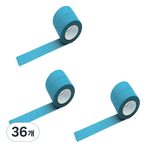 만들하비 컬러 종이 마스킹 테이프 1.5cm x 13m, 라이트블루, 36개