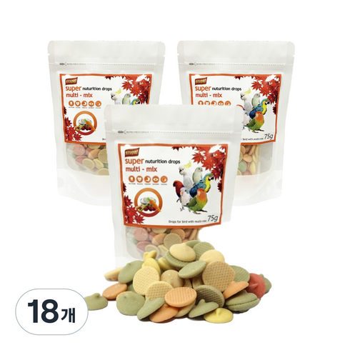 비타폴 앵무새 멀티 믹스 드롭스 간식, 75g, 18개