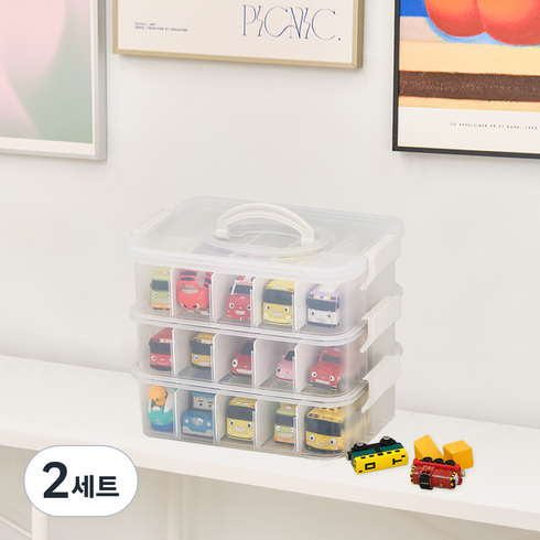플라팜 레고 장난감 정리함 1호 3단 국내제조, 아이보리, 2세트