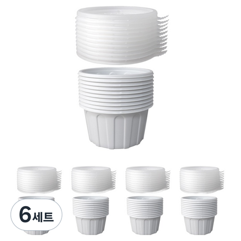 블룸엣홈 95파이 PS 원형소스컵 반찬용기 50p + 뚜껑 50p 세트 화이트 소, 100개입, 6세트