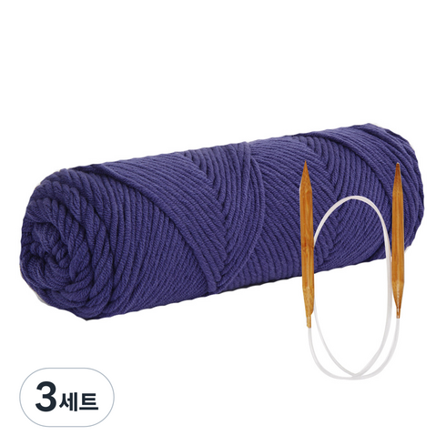 쁘띠목도리 DIY 올뉴 코튼롤 뜨개실 4p + 줄바늘 7mm + 도안, 3세트, 37번 프랜치