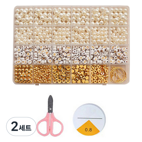 코히모 비즈 공예 팔찌 키링 만들기 DIY 재료 24칸 세트 1112P 5W0026, 혼합색상, 2세트