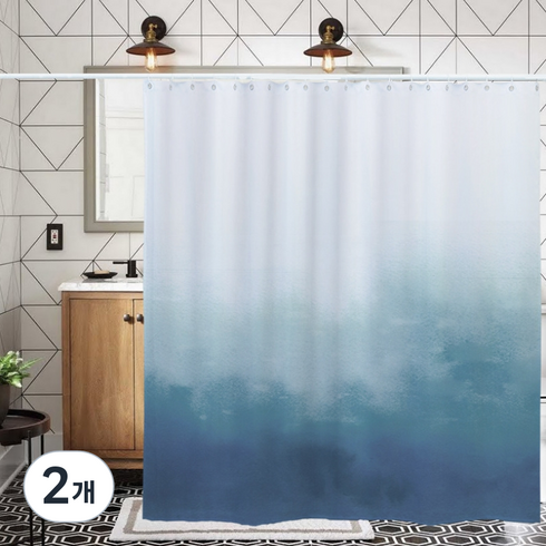 카리스 쿨네이쳐 디자인 방수 욕실 샤워커튼 A06 90 x 180 cm, 2개