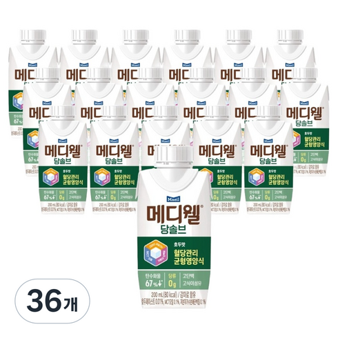 메디웰 당솔브 호두맛 혈당관리 균형영양식, 200ml, 36개