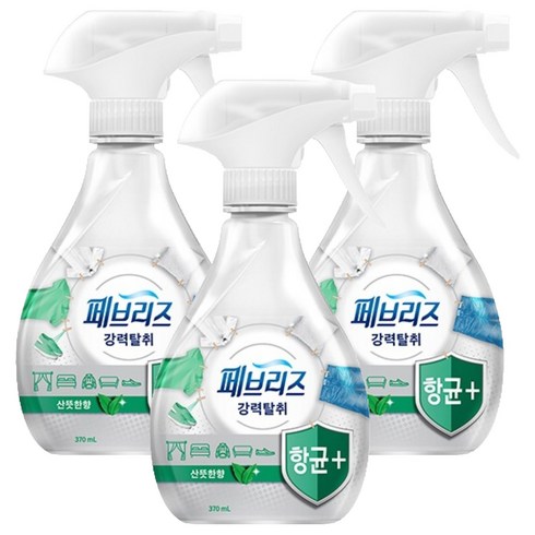 페브리즈 항균플러스 섬유탈취제 산뜻한향 본품, 370ml, 3개