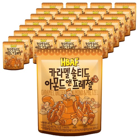바프 카라멜 솔티드 아몬드 앤 프레첼, 40g, 30개
