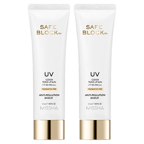 미샤 세이프 블록RX 커버 톤업 선크림 SPF50+ PA++++, 50ml, 2개