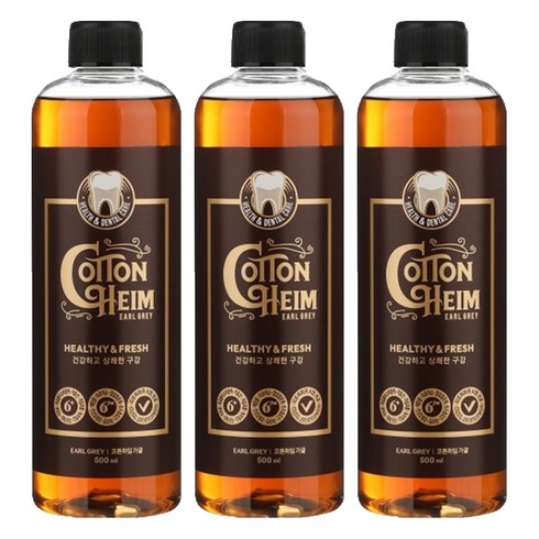 코튼하임 얼그레이 민트향 가글액, 500ml, 3개