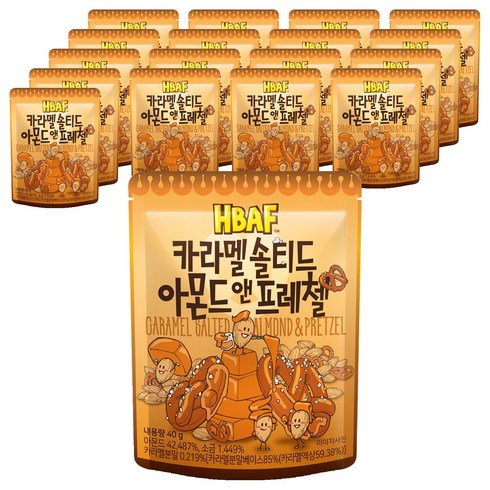 바프 카라멜 솔티드 아몬드 앤 프레첼, 40g, 18개