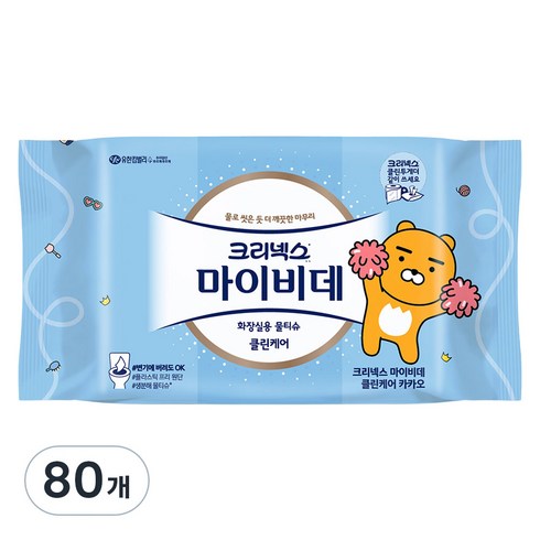 마이비데 클린케어 카카오 화장실용 물티슈 휴대형, 40매, 80개