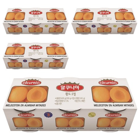 알쿠니아 황도2절 과일통조림, 600g, 4개