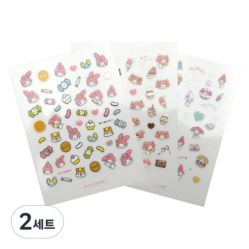 뷰티홈 산리오 마이멜로디 네일스티커 3종 세트, 2개, 혼합색상