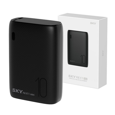스카이 필 X11 미니 10000mAh 초소형 고속 유선 보조배터리 C타입, SKY-X11PD, 블랙