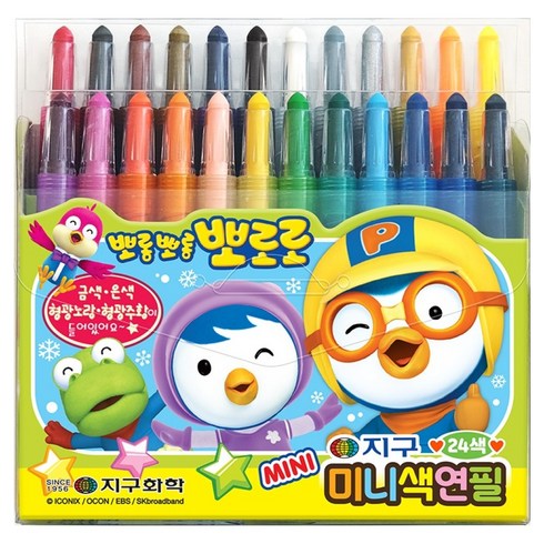 지구화학 뽀로로 미니색연필, 24색, 1개