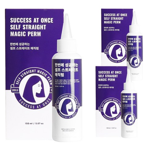 한번에 성공하는 셀프 스트레이트 매직펌 모든모발용, 150ml, 3개