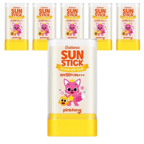 베비언스 유아용 핑크퐁 무기자차 선스틱 SPF50+ PA+++, 6개