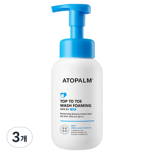 아토팜 유아용 탑투토 워시 거품형, 3개, 300ml