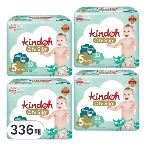 킨도 프리미엄 오슬림 밴드형 기저귀, 5단계, 336매