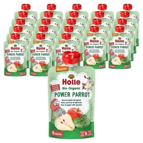 홀레 이유식 파우치 파워패럿, 배 + 사과 + 시금치, 100g, 24개