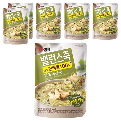 샘표 밸런스죽 전복내장죽, 420g, 6개