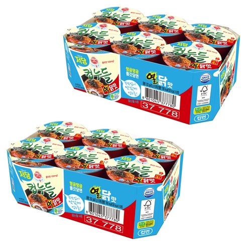 오뚜기 LIGHT&JOY 저당 컵누들 열닭맛 42g, 12개
