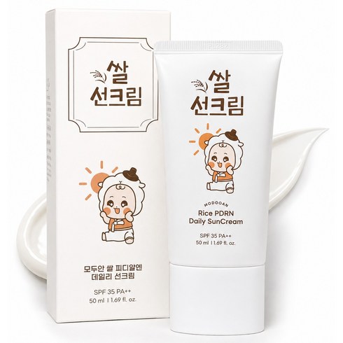 모두안 쌀 PDRN 무기자차 워셔블 유아 선크림 SPF35 PA++, 1개, 50ml