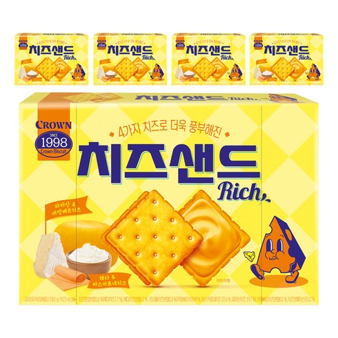 크라운 치즈샌드 리치, 180g, 5개