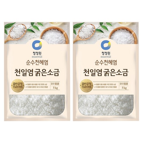 청정원 천일염 굵은 소금, 5kg, 2개