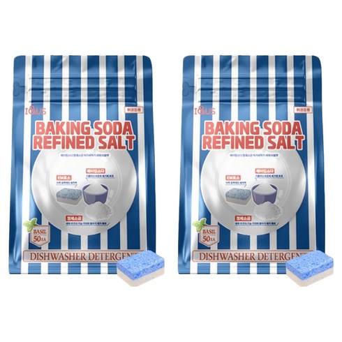 아이앤어스 베이킹소다 정제소금 식기세척기 세제 50p, 2개, 400g