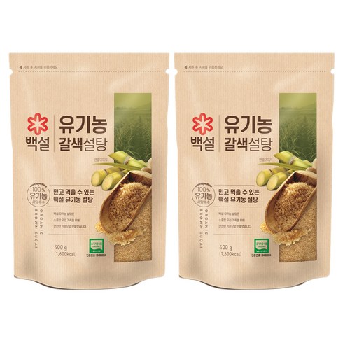 백설 유기농 갈색설탕, 400g, 2개
