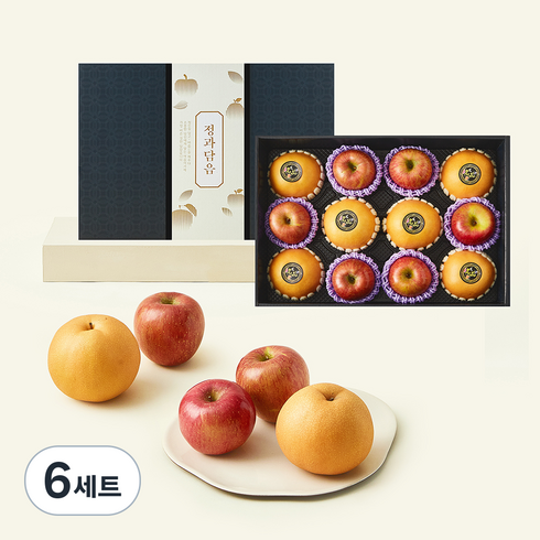 정과담음 사과 6입 + 배 6입 혼합선물세트 2호, 6kg, 6세트