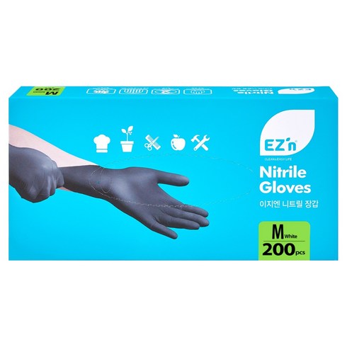 EZn이지엔 니트릴 장갑 3.5g 200p, 블랙, M, 1개