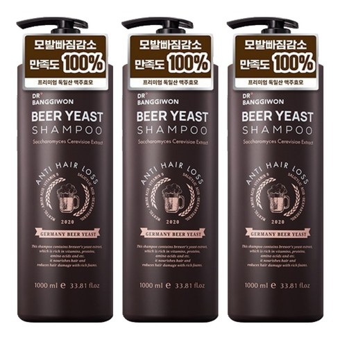 닥터방기원 맥주 효모 탈모증상 완화 샴푸, 1L, 3개