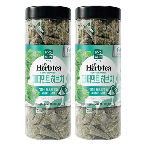 녹차원 페퍼민트 허브차, 1.2g, 60개입, 2개